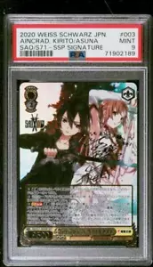 PSA 9 Asuna Kirito SAO S71 SSP Signature 2020 Weiss Schwarz Japanese - Picture 1 of 2
