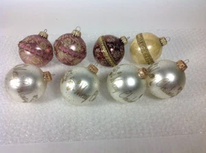 8 Vintage KREBS West Germany Glass Ball Ribbon & Stencil Christmas Tree Ornament - Picture 1 of 11