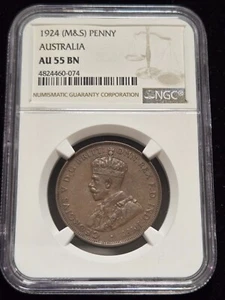 1924 Australia (M&S) Penny NGC AU55 Brown (Z-0530) - Picture 1 of 2