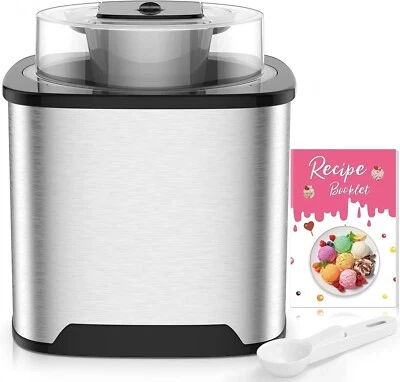 VPCOK DIRECT Sorbetière Machine à Glace en Acier Inoxydable Crème Glacée et Yaourt 2L
