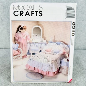 McCalls 8510 Doll Bedroom Accessories Quilt Dust Ruffle for 18" Dolls Pattern - Picture 1 of 3