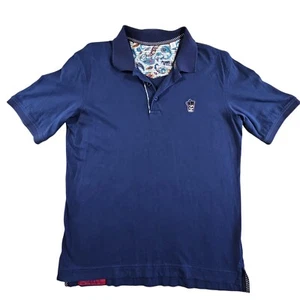Camisa Polo Robert Graham Para Hombre Mediana Azul Corona Calavera Pullover Suave - Imagen 1 de 17