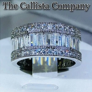 CALLISTA CO. LAB-CREATED BAGUETTE & RD CUT CLEAR 3A+ CZ S925 SILVER RG SZ 6-9 ✓ - Picture 1 of 4