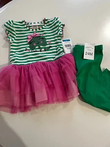 NWT Bonnie Baby St Patrick's Day 2 Pc Pants Outfit Sz 24M Too Cute to Pinch Tutu - Picture 1 of 7