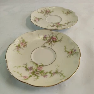 Haviland New York Rosalinde Saucers Pink White Roses Lavender Lot Of 2 Saucers  - Picture 1 of 8