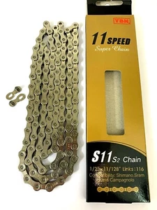 YBN S11s2 - CHROME 11 Speed Road or Mountain Bike Chain Shimano   - Picture 1 of 11