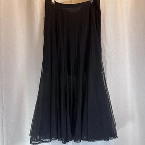 Falda de tul Free People talla 4 negra lunares transparentes volantes malla línea A acampanada - Imagen 1 de 8