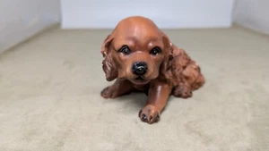 VINTAGE PORCELAIN DOG FIGURINE BROWN COCKER SPANIEL PUPPY MATTE FINISH - Picture 1 of 6