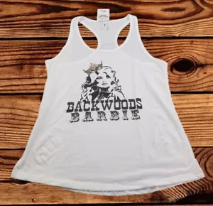 Top da canotta Dolly Parton Backwoods Barbie bianca donna taglia L XL 2X XXL NUOVA CON ETICHETTE - Foto 1 di 5
