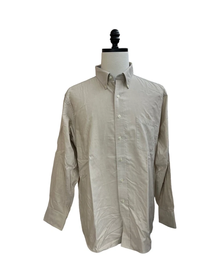 Chaps Mens Light Tan Classic Fit Oxford Dress Shirt XL - Image 1 of 4