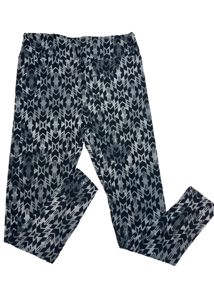 Leggings TC LuLaRoe Tribal Azteca Negro Gris Se Ajusta 12/18 Foto 1 de 1