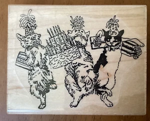 3 Funny Cats Dancing Birthday Party by Stamp Crazy wood mounted rubber stamp - Bild 1 von 4