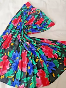 Vintage 80s 90s Pleated Floral Full Midi Skirt UK 12 Preppy Geek - Picture 1 of 5