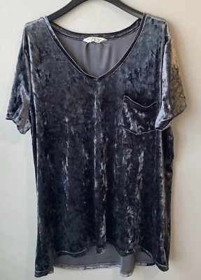 Spring & Mercer Velvet Legging Tee Women's Silver Gray Velvet Tunic Size XL - Image 1 of 4