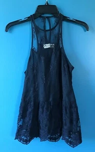 Abercrombie Lace Race Back Summery Romantic Tank Navy Women's/Juniors' Small - Picture 1 of 10