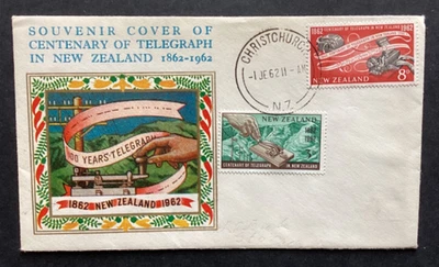 NZ 1962 Telegraph  FDC, Boric Brand, Chch CDS pmk unaddressed (NZF1293) - Image 1 of 2