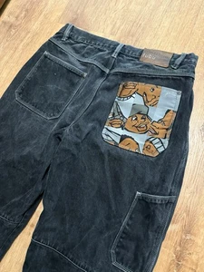 Pantalones de mezclilla holgados vintage Y2K platino fubu bordados Fat Albert Junkyard Gang 34x32 - Imagen 1 de 13
