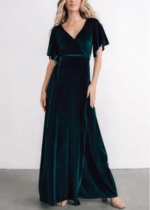 Baltic Born Meghan Velvet Wrap Maxi Dress Emerald Green XL - Holidays Wedding - Picture 1 of 6