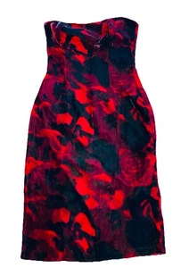 VERY VERY Cute Strapless Red Velvet Pencil Dress Short Style Ladies Size 8 - Foto 1 di 5