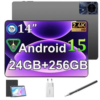 2025 Neu 5G WiFi Tablet Android15 14 Zoll 24GB RAM+256GB ROM 8580mAh 4G LTE 2SIM - Bild 1 von 4