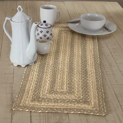 Farmhouse Cobblestone Table Runner, Tan Grey White, Jute Blend, Rectangle, 13... - Image 1 of 4