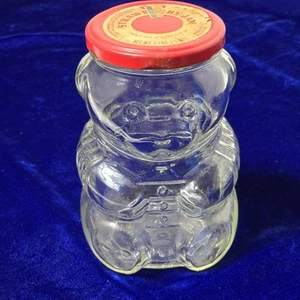 Vintage Kraft 1988 Glass 6" Teddy Bear Collectible Jam Jelly Jar w Lid and Label - Picture 1 of 8