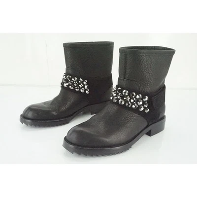 Pedro Garcia 黑色皮革 Kian 水晶钉踝靴 35.5 码全新 875 美元 — 第 1/4 张图片