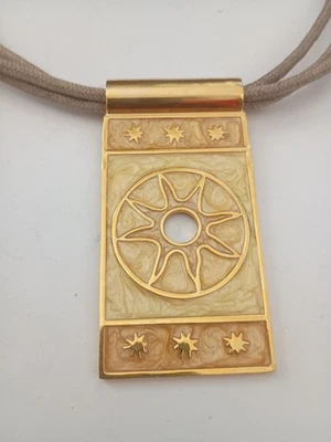 1pi#' Rectangle Sun Star Enamel  Card Shape Pendant Necklace  Corded - Image 1 of 4