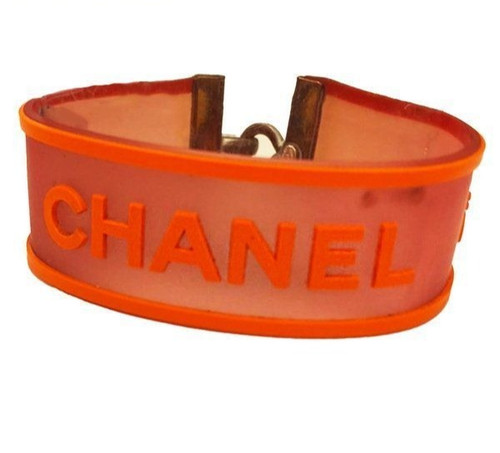 CHANEL Bracciale Gomma Quadrifoglio Arancione Vintage Accessori Moda