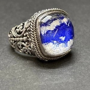 Anillo de filigrana de lapislázuli hecho a mano SARDA Bali plata de ley 925 talla 8 - Imagen 1 de 11