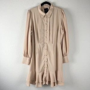 Alex Marie Jesse Button Up Shirtdress Womens 12 Beige Feminine Career Office - Picture 1 of 13
