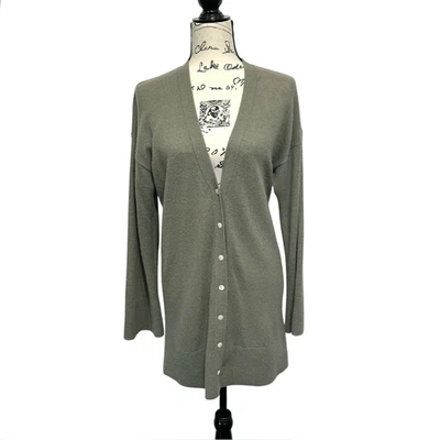 Cárdigan Club Monaco Sage Long Line Botón Delantero Cachemira Pequeño Foto 1 de 4