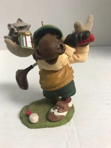 Moose Ornament 2008 Hallmark In the Holiday Swing Golf Raccoon Pre-Owned - Picture 1 of 4