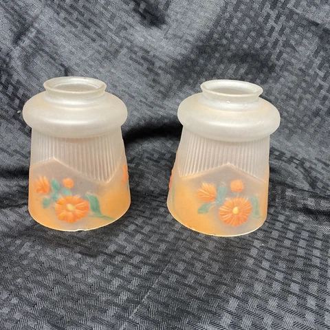 vintage pendant Glass shades reverse painted chandelier Art Deco Cover