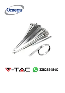 V-TAC FASCETTE IN ACCIAIO INOSSIDABILE CONF. 100 PZ (VARIE MISURE) - Foto 1 di 1