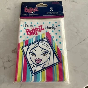 Invitaciones de fiesta Bratz a rayas para niñas con sobres - Paquete de 8 por único - Imagen 1 de 4