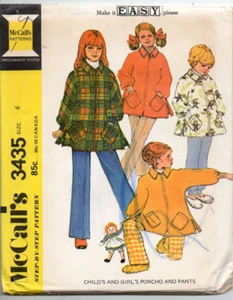 McCALL'S 3435 SEWING PATTERN GIRL'S JACKET AND PANTS SIZE 6 uncut 1972 - Picture 1 of 1