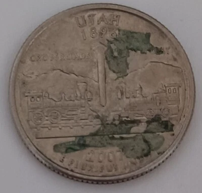 2007 Statehood quarter Utah Clad Layer Peel issue error obverse reverse - Image 1 of 4