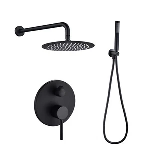 Shower System Faucet Set Matte Black 10" Wall Mounted Shower Trim Kit with Valve - Picture 1 of 7
