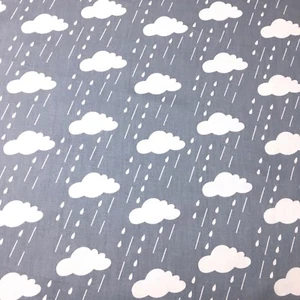  1/2 Metre Rain Clouds Cartoon Grey Sewing Quilting Fabric Cotton New half Metre - Bild 1 von 2