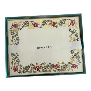 Tiffany & Co Blank Notecard Greeting card floral border 12 cards & envelopes - Picture 1 of 6