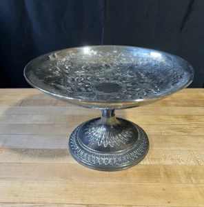 Antico piatto in argento decorato WA Sheffield su piedistallo in rame supporto torta composta - Foto 1 di 12