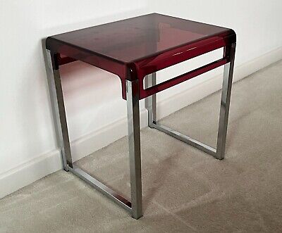 Table Basse Sellette Chevet  Flair Prisunic PLEXI ROUGE Vintage   Années 70's • 99.99€