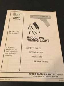 De colección Sears LUZ DE SINCRONIZACIÓN DE ENERGÍA Manual de piezas del propietario 161.216840 2-1665 inductivo - Imagen 1 de 3