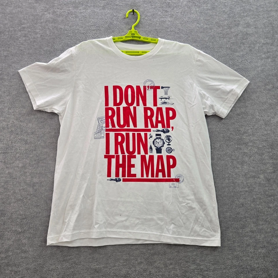Camisa Rocawear Hombres XL Blanca I Don't Run Rap I Run The Map Gráfica Cuello Redondo Camiseta Foto 1 de 4