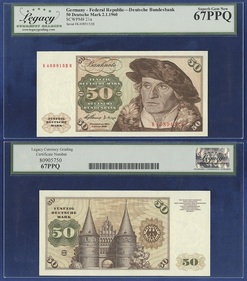 ALEMANIA 50 MARCOS 1960 EXCELENTE GEMA UNC 67 PPQ Foto 1 de 1