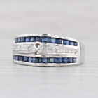 1.03ctw Blue Sapphire Diamond Ring 14k White Gold Size 7.25