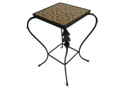 Mesa auxiliar vintage soporte para plantas azulejos de cerámica Boch Bélgica Funky hierro forjado  Foto 1 de 4