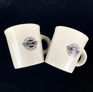 2 Steak n Shake Logo Mugs Oneida Diner Cups White Porcelain Excellent Condition - Picture 1 of 8
