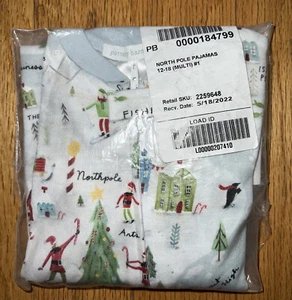 NWT Pottery Barn North Pole Pajamas One-Piece Santa Christmas Footless 12-18 Mo - Picture 1 of 2